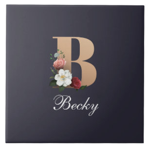 Monogram B, bloemontwerp, Tegeltje