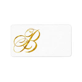 Monogram B Faux Gold Foil Metalys Letter Design Etiket
