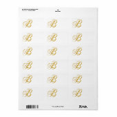 Monogram B Faux Gold Foil Metalys Letter Design Etiket (Full Sheet)