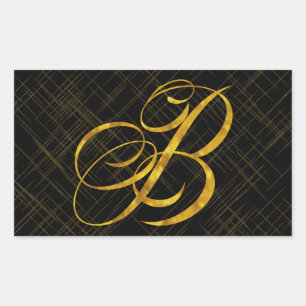 Monogram B Faux Gold Foil Metalys Letter Design Rechthoekige Sticker