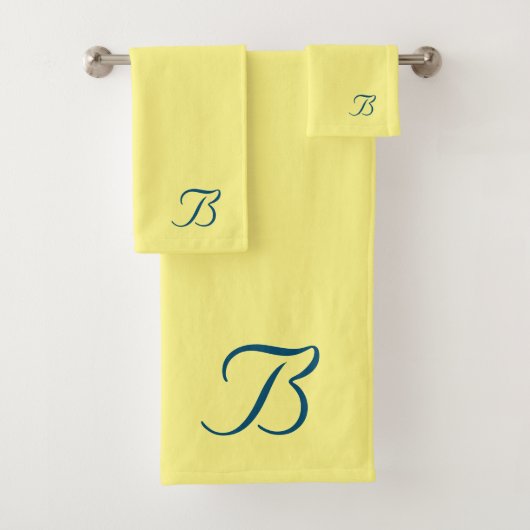 Monogram B geel Bad Handdoek (Insitu)