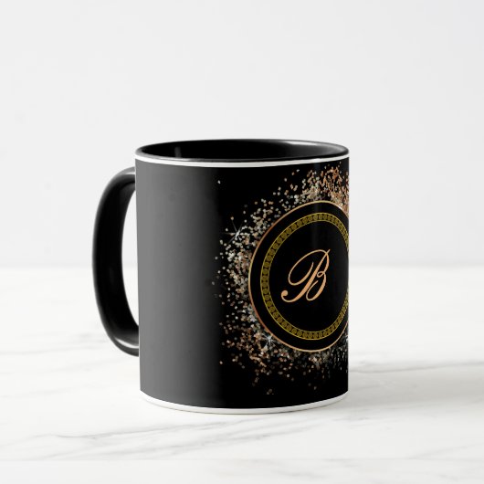 Monogram B goud op zwart Mok (Voorkant links)