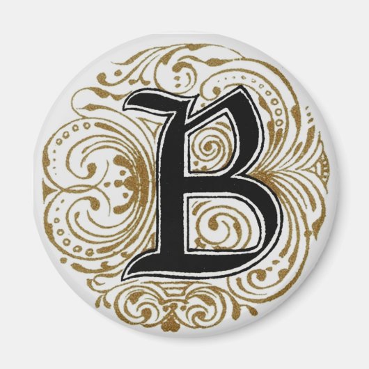 Monogram "B" in goud - Magnet Magneet (Voorkant)