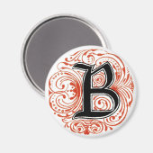 Monogram "B" in rood - Magnet Magneet (Voorkant / Achterkant)