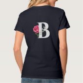 Monogram B in wit roze roos en laat T-shirt (Achterkant)