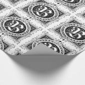 Monogram B Initiaal Black en White Square Pattern Cadeaupapier (Hoek)