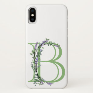 Monogram B lavender Eucalyptus iPhone X Hoesje