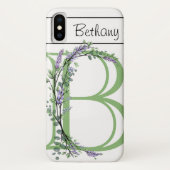 Monogram B lavender Eucalyptus Case-Mate iPhone Case (Achterkant)