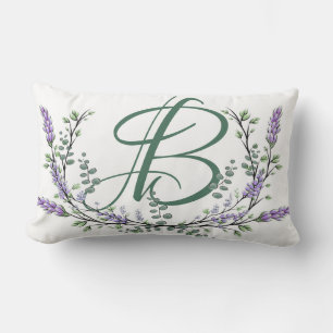 Monogram B lavender Eucalyptus Kussen