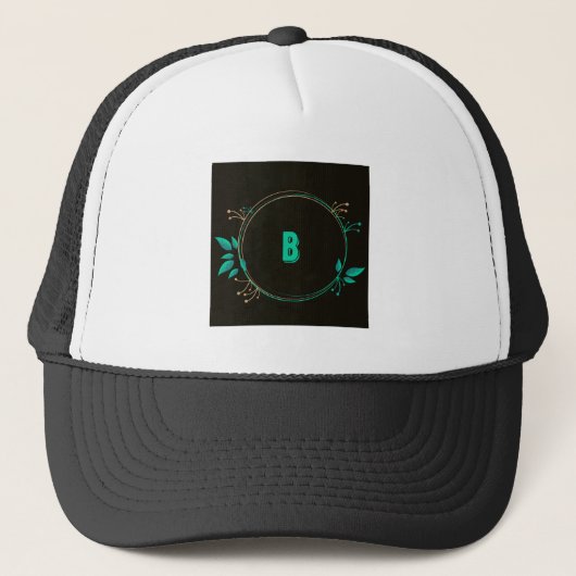 Monogram B Letter Gedrukte tekst Trucker Hoed Pet (Voorkant)