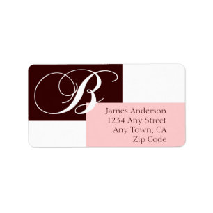 Monogram B Moderne Adresetiketten Bruin Roze Etiket