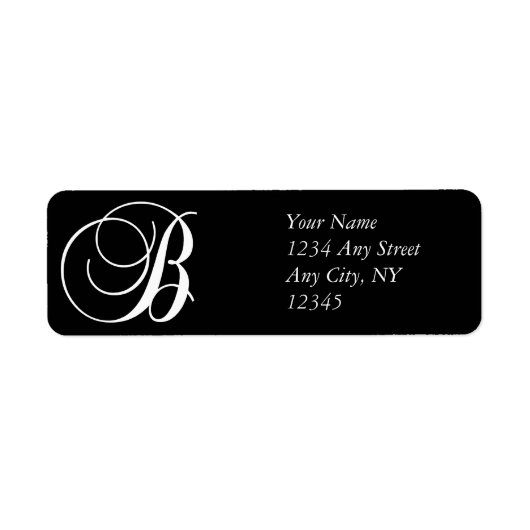 Monogram B retouradres labels zwart wit (Voorkant)
