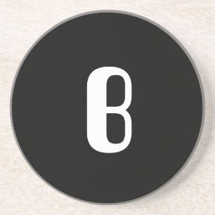 Monogram B, rood & wit, witte cheque op wit Zandsteen Onderzetter