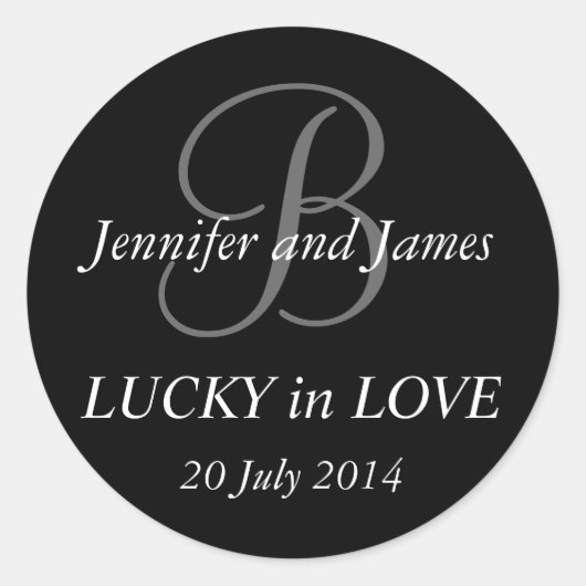 Monogram B Stickers voor Bruiloften Zwart (Voorkant)
