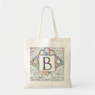 Monogram B- Zachte kleuren Tote Bag