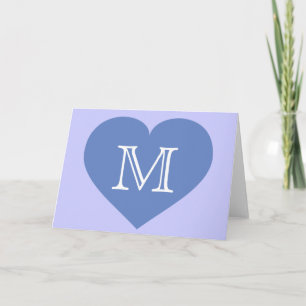 Monogram baby blauw hart notitiekaartje