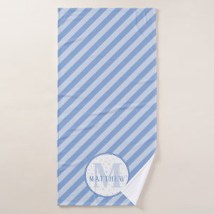 Monogram Baby Blue Badhanddoek