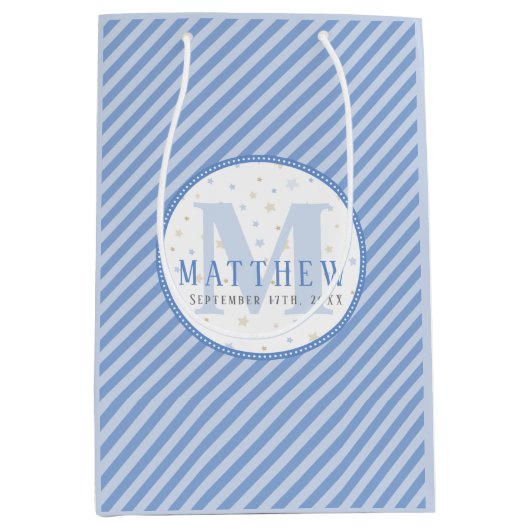 Monogram Baby Blue Medium Gift Bag Cadeauzakje (Voorkant)