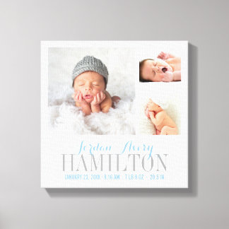 Monogram Baby Foto Collage Wrapped Canvas Print