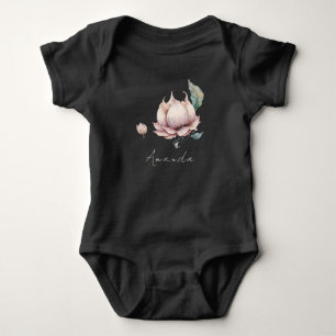Monogram Baby Naam Aardse Boho Mooie Lotus Bloem Romper