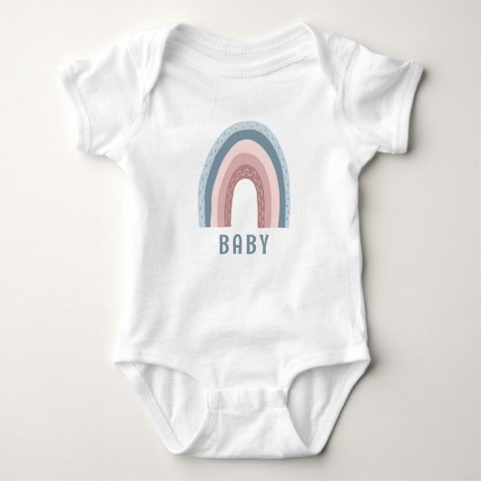 Monogram Baby Naam Earthy Boho Rainbow Blue Roze Romper (Voorkant)