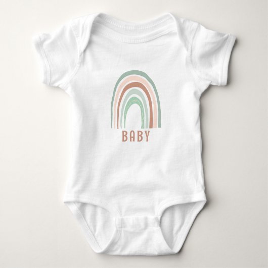 Monogram Baby Naam Earthy Boho Rainbow Green Brown Romper (Voorkant)