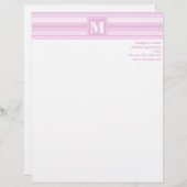 Monogram baby roze strepen gepersonaliseerd briefhoofd (Voorkant / Achterkant)