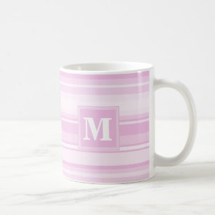 Monogram baby roze strepen koffiemok