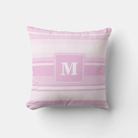 Monogram baby roze strepen kussen (Voorkant)