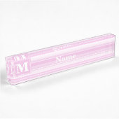 Monogram baby roze strepen naambordje