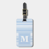 Monogram babyblauwe strepen bagagelabel (Voorkant verticaal)