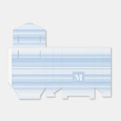 Monogram babyblauwe strepen bedankdoosjes (Uitgevouwen)