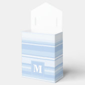 Monogram babyblauwe strepen bedankdoosjes (Geopend)