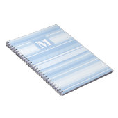 Monogram babyblauwe strepen notitieboek (Rechterzijde)