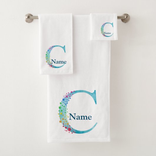 Monogram Badgeset met letter C Bad Handdoek (Insitu)