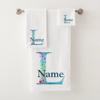 Monogram badgeset met letter L Bad Handdoek