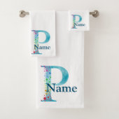 Monogram Badgeset met letter P Bad Handdoek (Insitu)