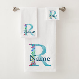 Monogram badgeset met letter R Bad Handdoek