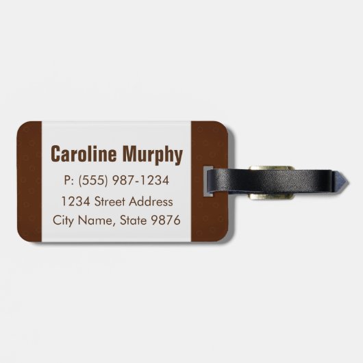 Monogram Bagagelabel - Bronze inkt, elegant bruin (Achterkant horizontaal)