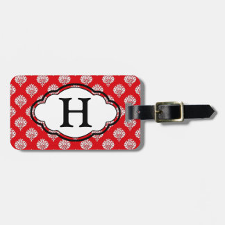 Monogram Bagagelabel - Red Damask