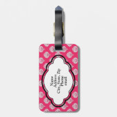 Monogram Bagagelabel - Roze Damask (Achterkant verticaal)
