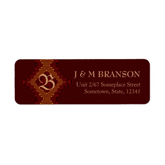 Monogram Bali Red Earth aangepast adreslabel Etiket (Voorkant)