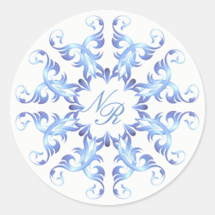 Monogram.Barokelement. Ronde Sticker