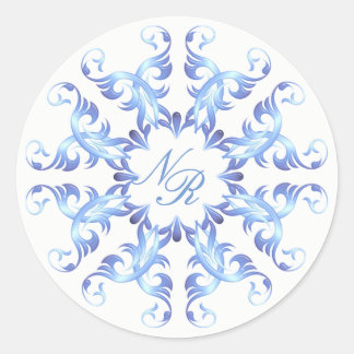 Monogram.Barokelement. Ronde Sticker