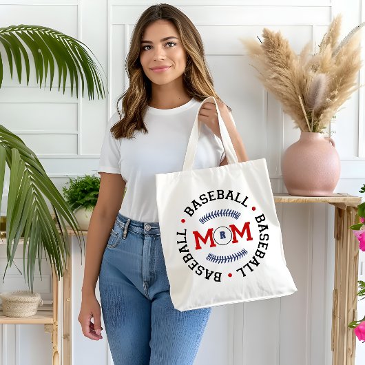 Monogram Baseball Moeder Gift Tote Bag