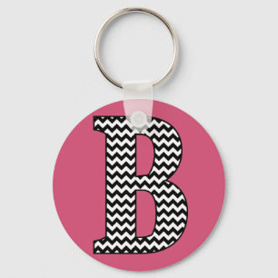 Monogram Basic Sleutelhanger zwart-wit Chevron "B"