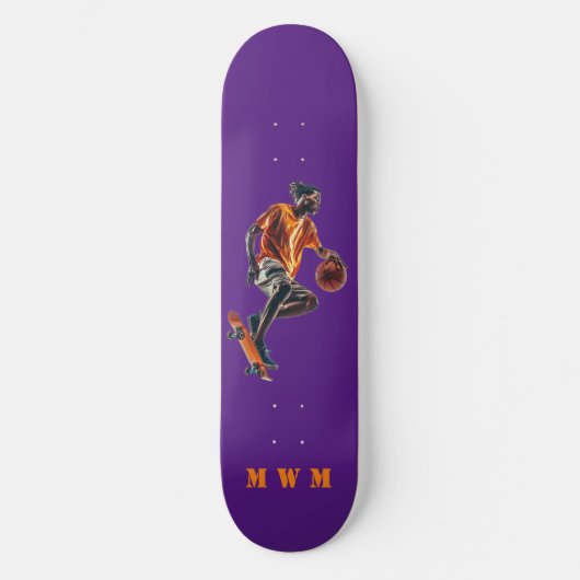 Monogram Basketbal Uniek Ontwerp Skateboard (Voorkant)