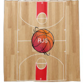 Monogram Basketball op basketbalwedstrijd Douchegordijn (Voorkant)