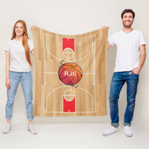 Monogram Basketball op basketbalwedstrijd Fleece Deken
