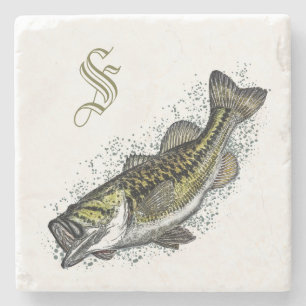 Monogram Bass Fish Stone Stenen Onderzetter